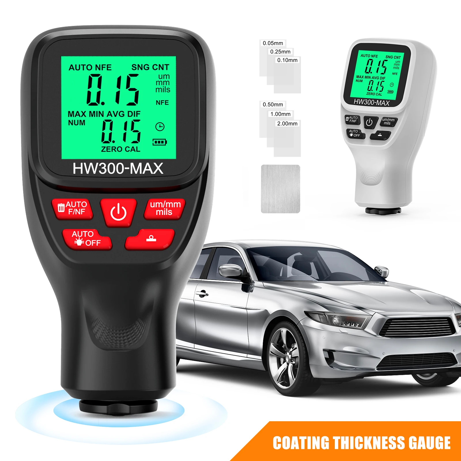 Car Coating Thickness Gauge LCD Display Car Paint Film Tester 0-2000UM Coating Measuring Tools Automotive Paint DFT Meter