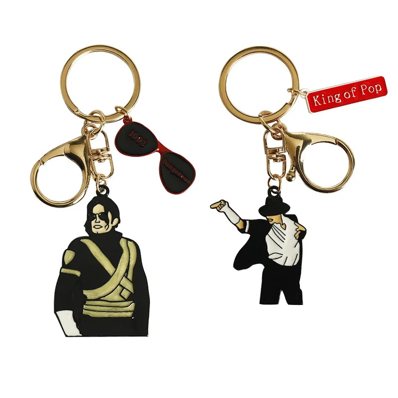 singer keychain of Dance Jackson Keychain Classic Singer Key Ring Holder Pendant Key Chains Michael Jackson Men's and Women's