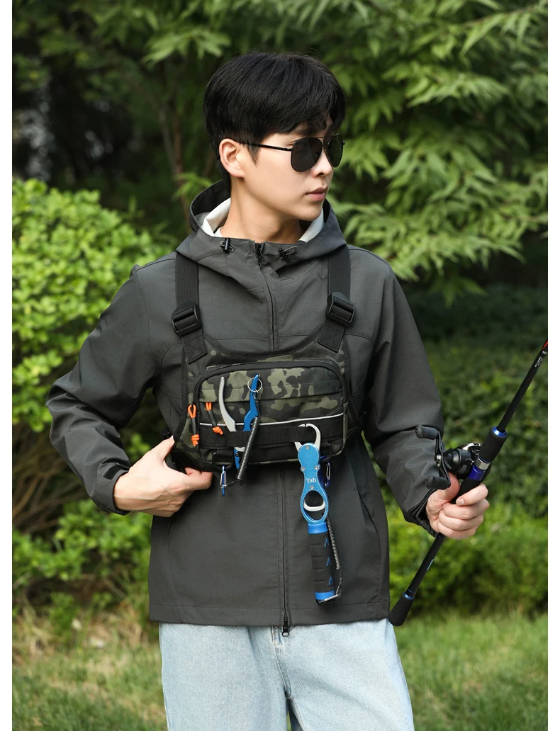 Taktische Brusttasche für Herren, Laufweste, Rucksack, Ausrüstungstasche, Wandern, Radfahren, Outdoor, Camping, Angeln, Jagd, Reisen, Molle-Tasche – Detail 15