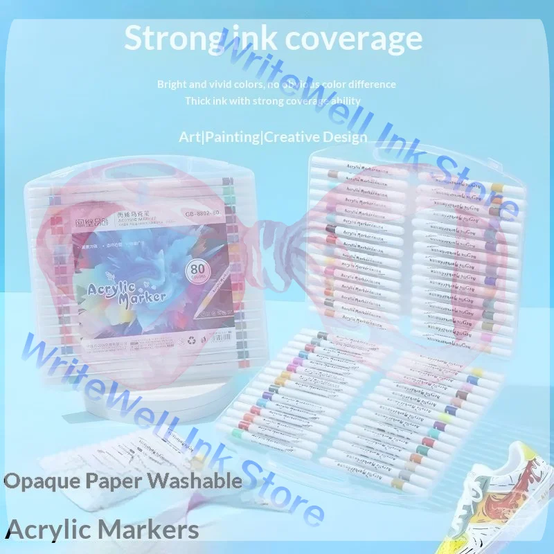 Acrylic Marker Pen Set Washable Non Bleed Layable Color Art Paint Pen For Kids Primary Student Kindergarten DIY Drawing Graffiti