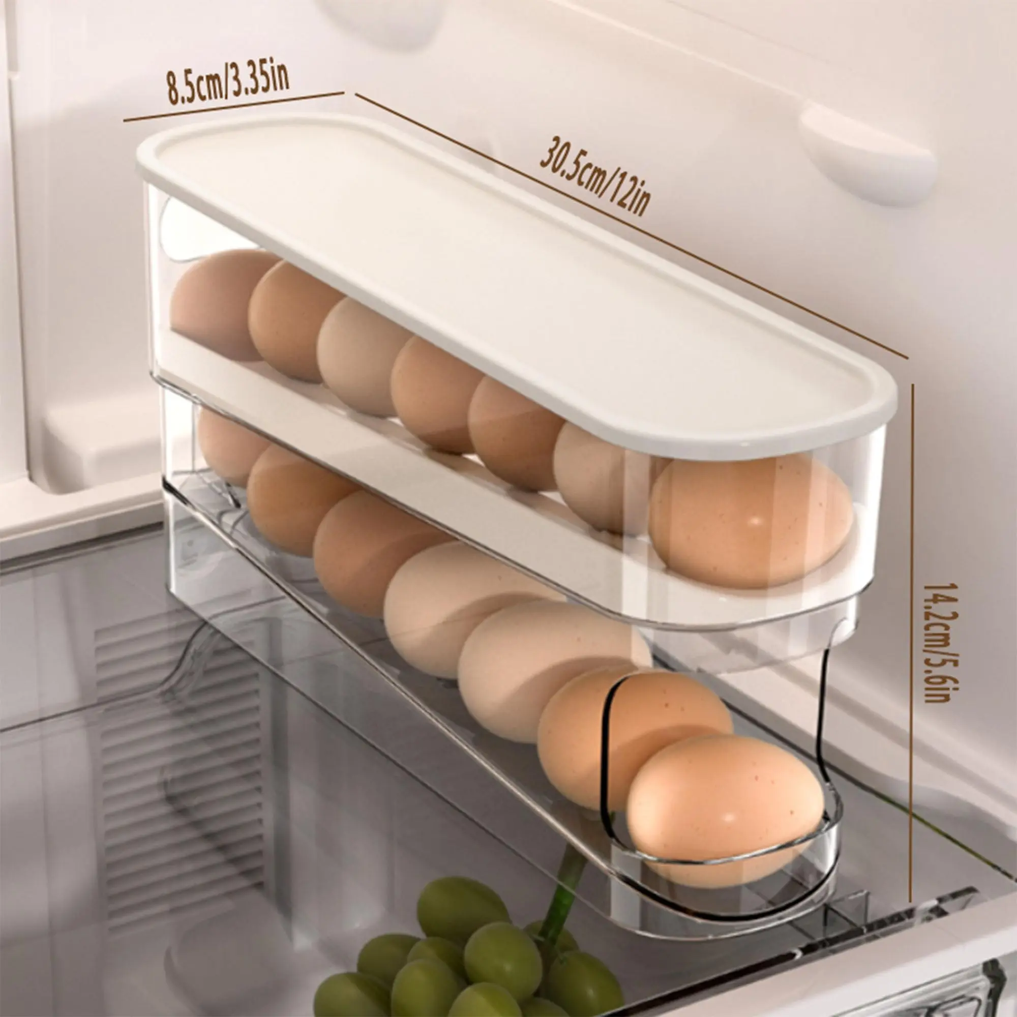 Auto Rolling Fridge Egg Organizer, Space Saving Eggs Dispenser for Refrigerator Storager, Home Egg Holder, 1 pack