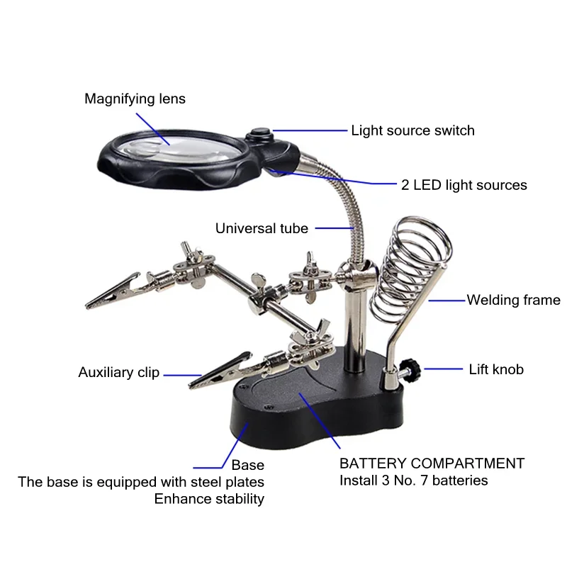 TE-801 เชื่อมคลิปเสริมแว่นขยายไฟฟ้าSoldering Iron Circuit Boardเชื่อมเหล็กแว่นขยายวงเล็บเครื่องมือ