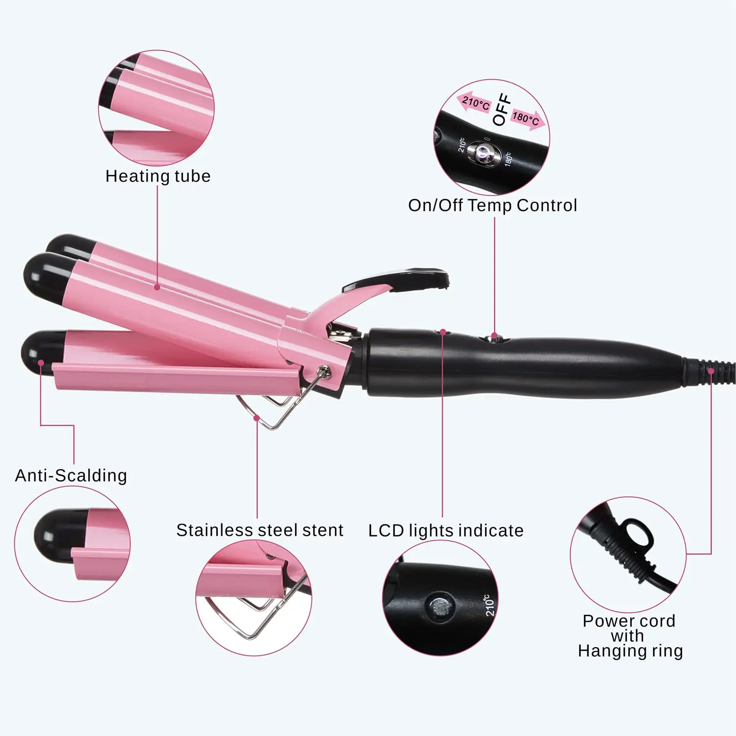 3 Barrel Curling Iron Ceramic Styling Tools for All Hair Styling Tools,Professional Hair Tools Curler Iron for Hair 25mm