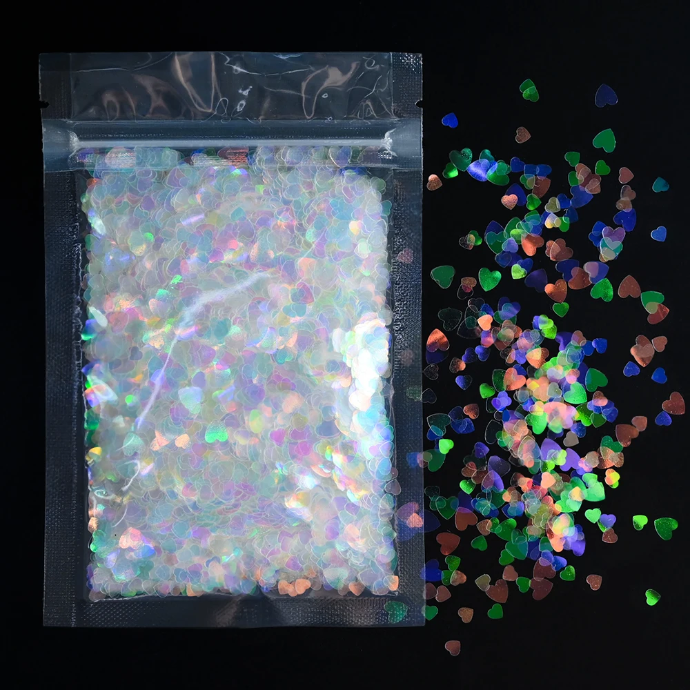 10g/bag Nail Art Glitter Love Heart paillettes decorazione Laser olografico sabbie mobili bianco Ultra-sottile lucido accessori per Manicure