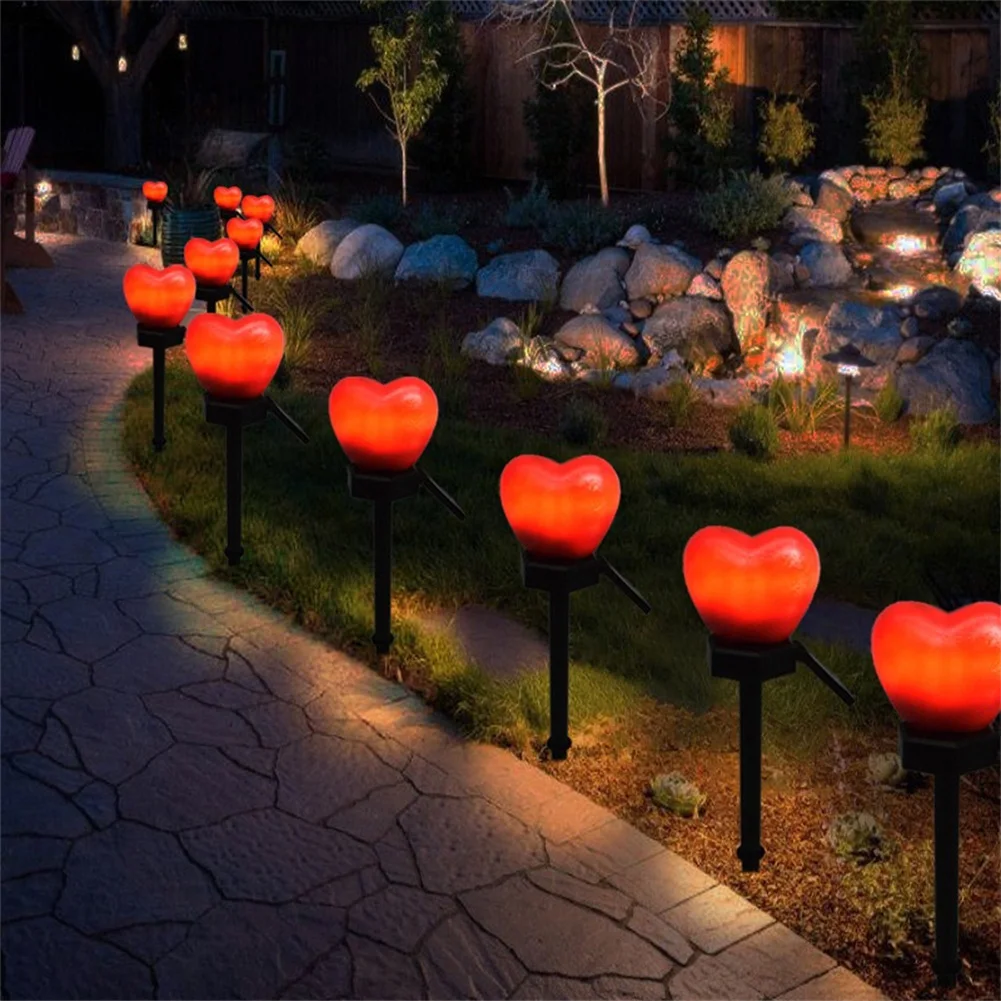 Lámpara de tierra de energía Solar, luz de enchufe de tierra decorativa con forma de corazón, impermeable IP55, decoración de entrada de calle para césped de patio