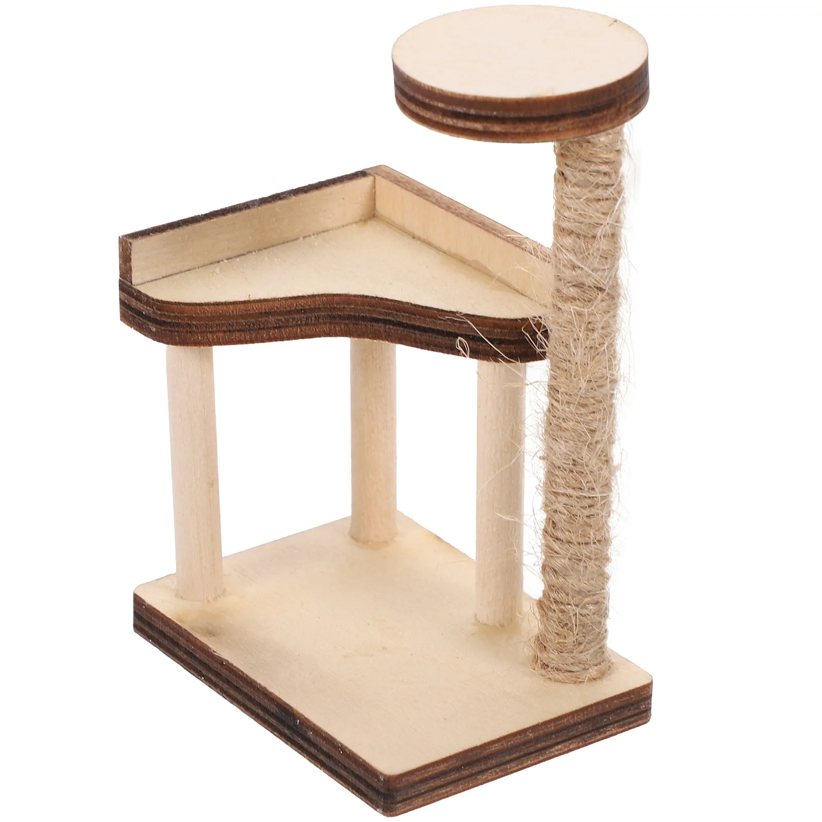 

Miniature House Cat Tree Wooden Simple Color Small Size Mini House Furniture Mini Cat Tree Ornament Desktop Accessory