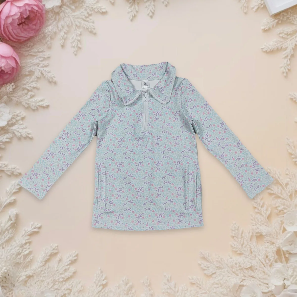 

Hot Sale Baby Girl Clothes Kids Tops Yoga Active Long Sleeve Floral Zipper Pullover Shirt Tee Toddler Infant Casual Daily Wear
