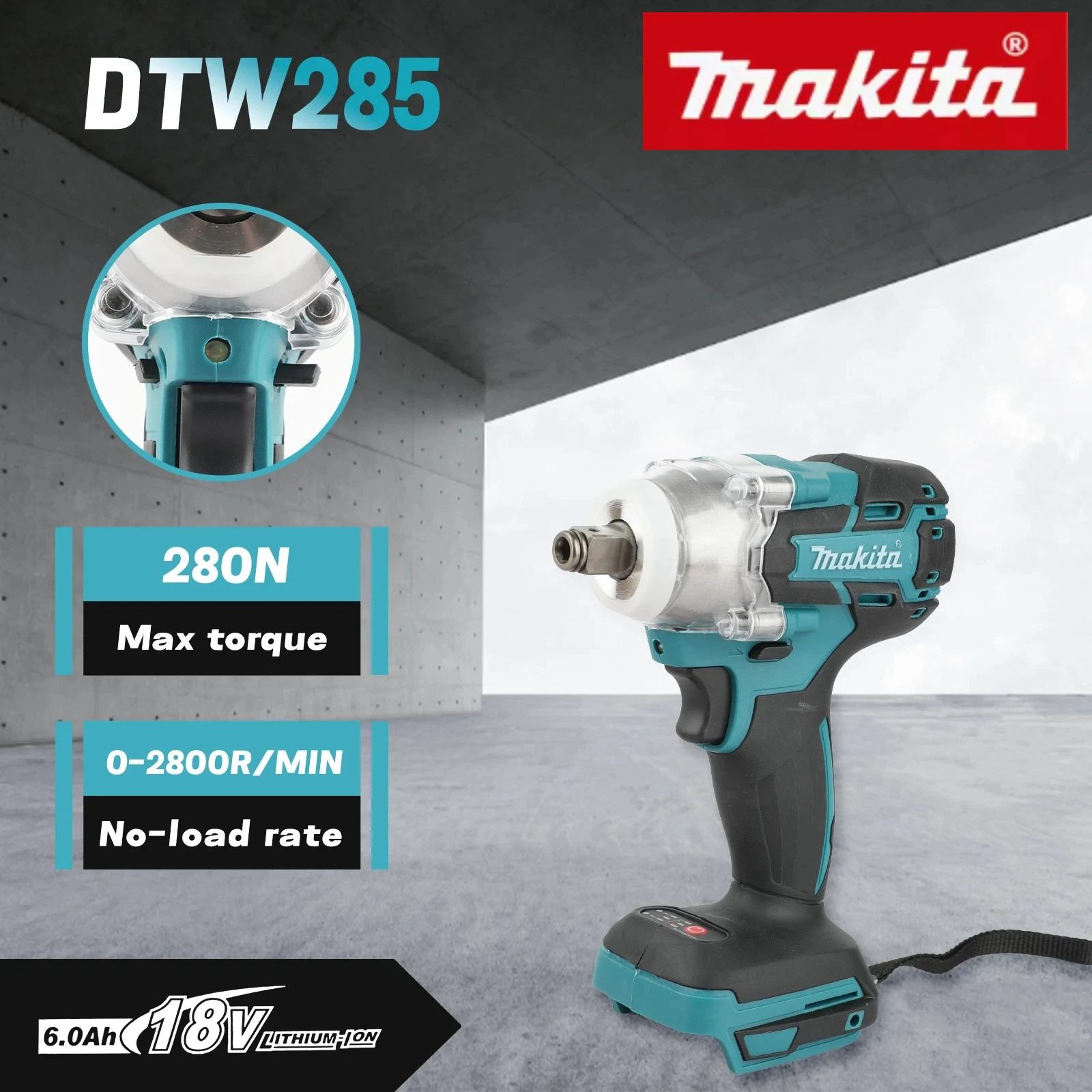 

Бесщеточный электрический шуруповерт Makita DTW285, 280 Нм, с патроном 1/2 дюйма, аккумуляторный, совместим с батареями Makita 18В