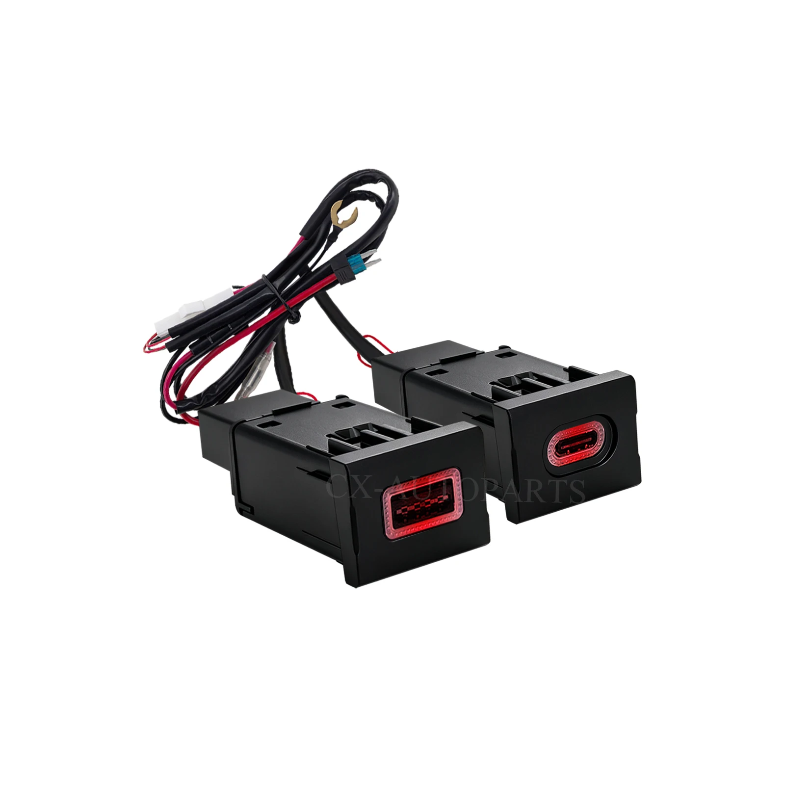 12V PD Typ-C & QC3.0 USB-A Auto-Ladeadapter Schnellladung mit Rotem Licht für VW Multivan T6 Transporter Armaturenbrett-Montage
