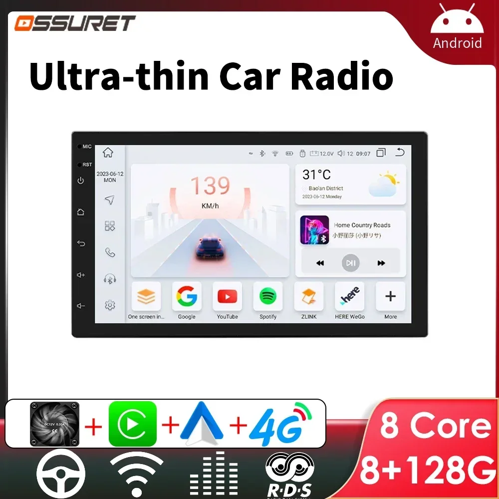 2DIN Android Ultra-thin Car Radio Video Audio Universal Car Stereo 7 Inch 2 Din Touch Screen GPS Autoradio Car Multimedia Player