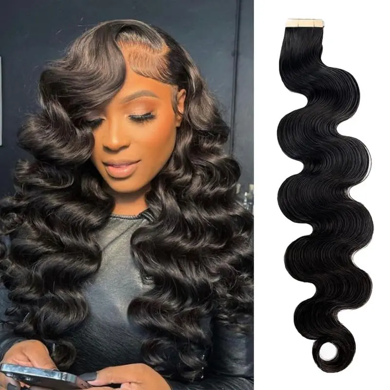 

Лента объемной волны в наращивании волос Лента для наращивания 100% Лента для человеческих волос в утках кожи Невидимые человеческие волосы Натуральный черный 26-дюймовый