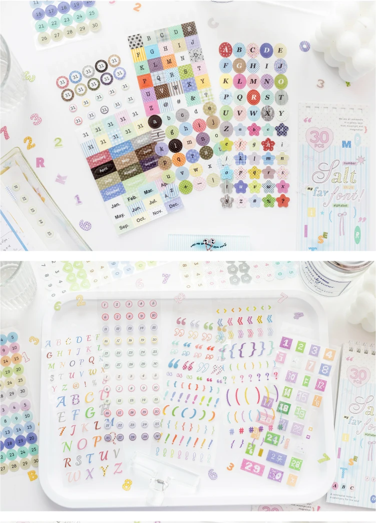 Journal GO 30 Stück Matte PET-Alphabet- & Zahlen-Aufkleber Pastellfarbene Buchstabenaufkleber für Scrapbooking, Karten, Journaling & DIY-Bastelarbeiten – Detail 12