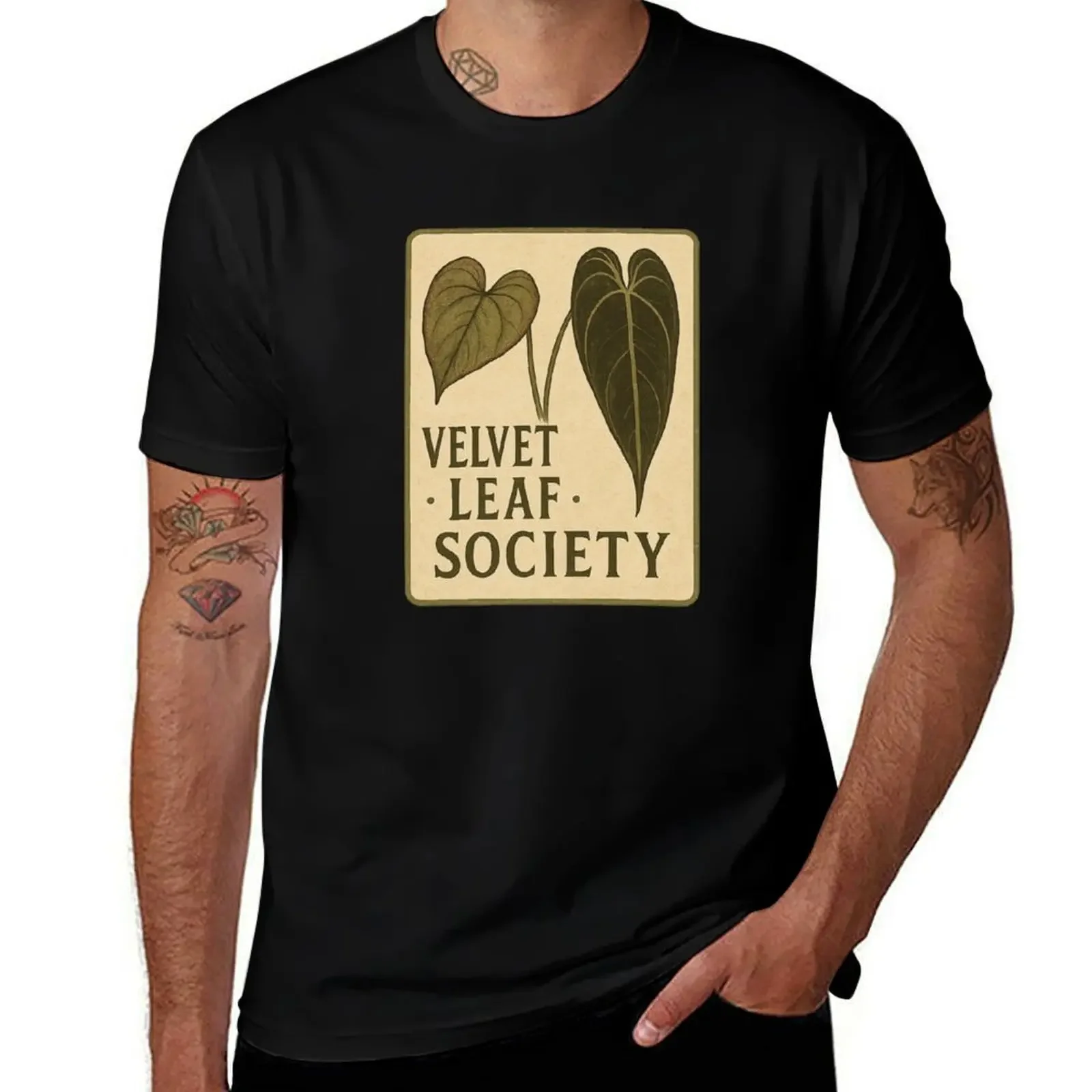 

Velvet Leaf Society – Vintage Philodendron Plant Lover Design T-Shirt man clothes designer shirts T-shirts for men cotton