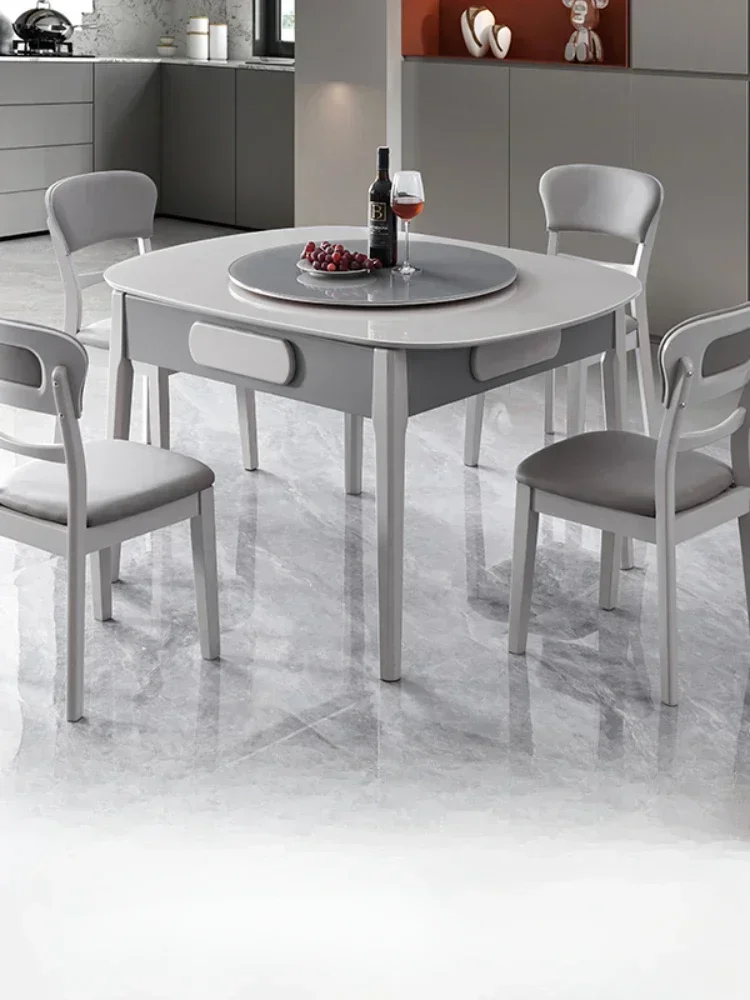 Solid Wood Stone Plate Dining Table Double-Use Household Mahjong Table Chinese Essence Automatic Shuffling Mahjong Machine