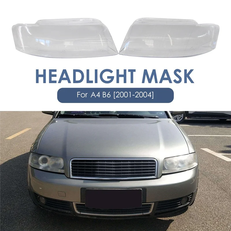 

AEA6-1Pair Car Headlight Shade Transparent Lampshade Headlight Cover (LH+RH) 8E0941029C 8E0941029D For A4