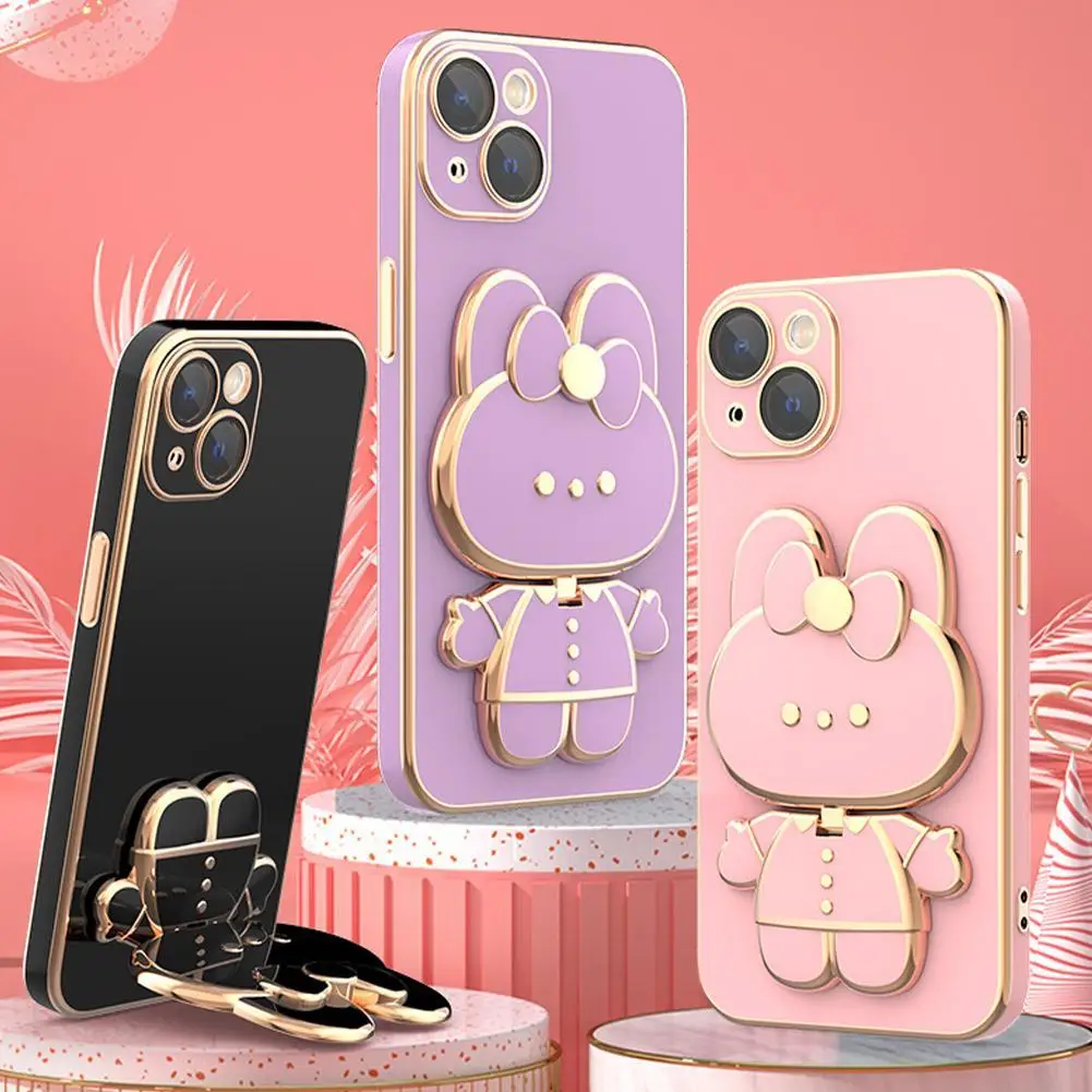 Phone Case Cartoon Cat Holder Colorful Foldable Creative Finger Holder 3D Mirror Phone Holder For Cell Phone Accessories