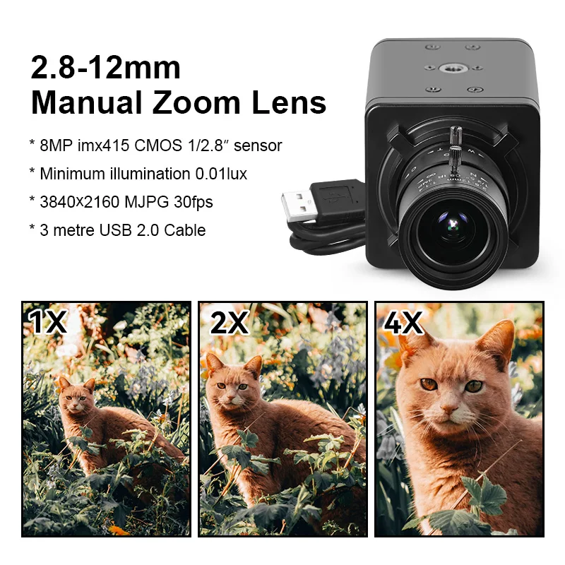 5600 imx415 8MP 2.8-12mm CS Varifocal Lens USB Webcam CMOS sensor 3840x2160 30fps UVC Mini Camera 4K for video conference