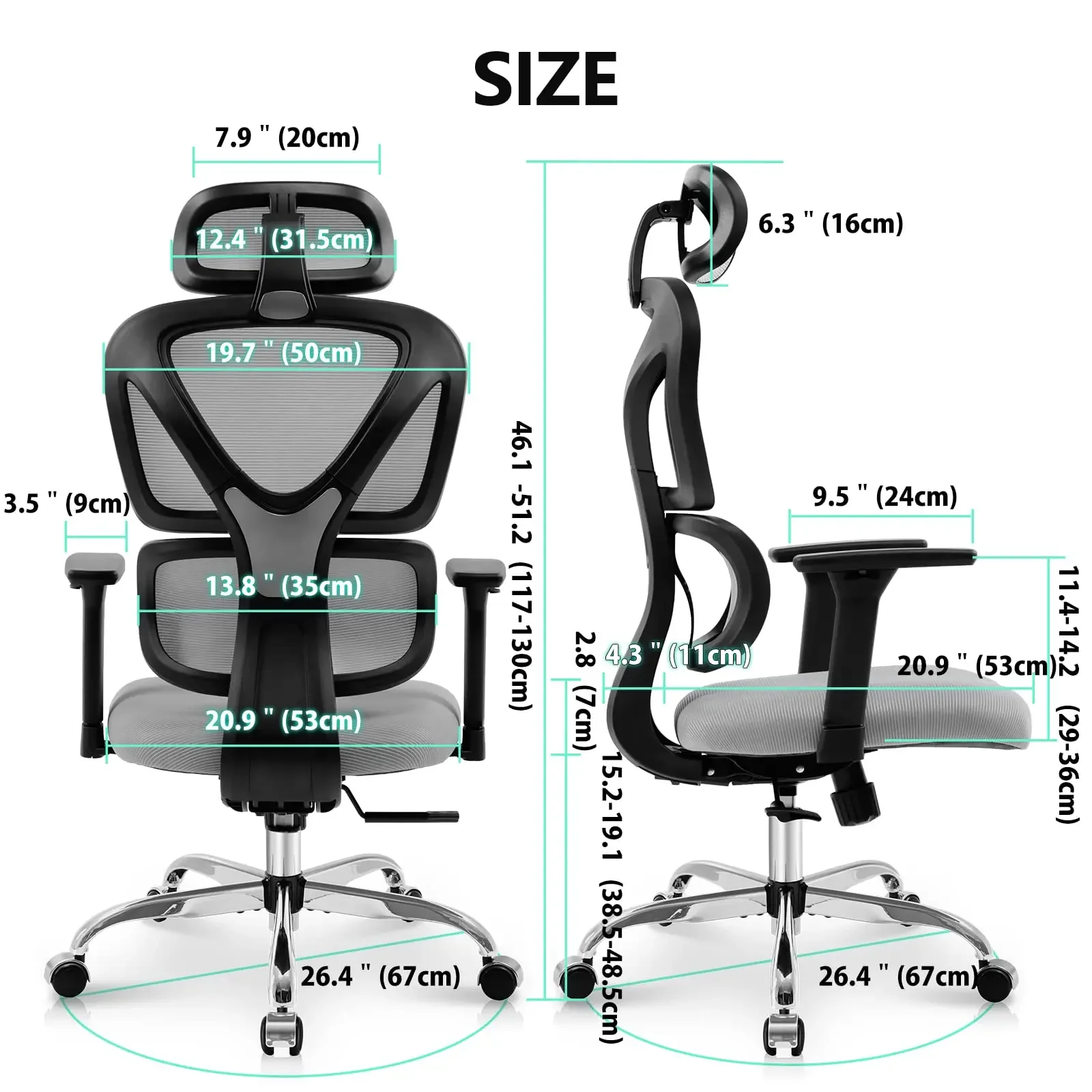 

Ergonomic Office Chair Silla Oficina Comfy Breathable Mesh High Back Computer Chair with Headrest and 3D Armrests