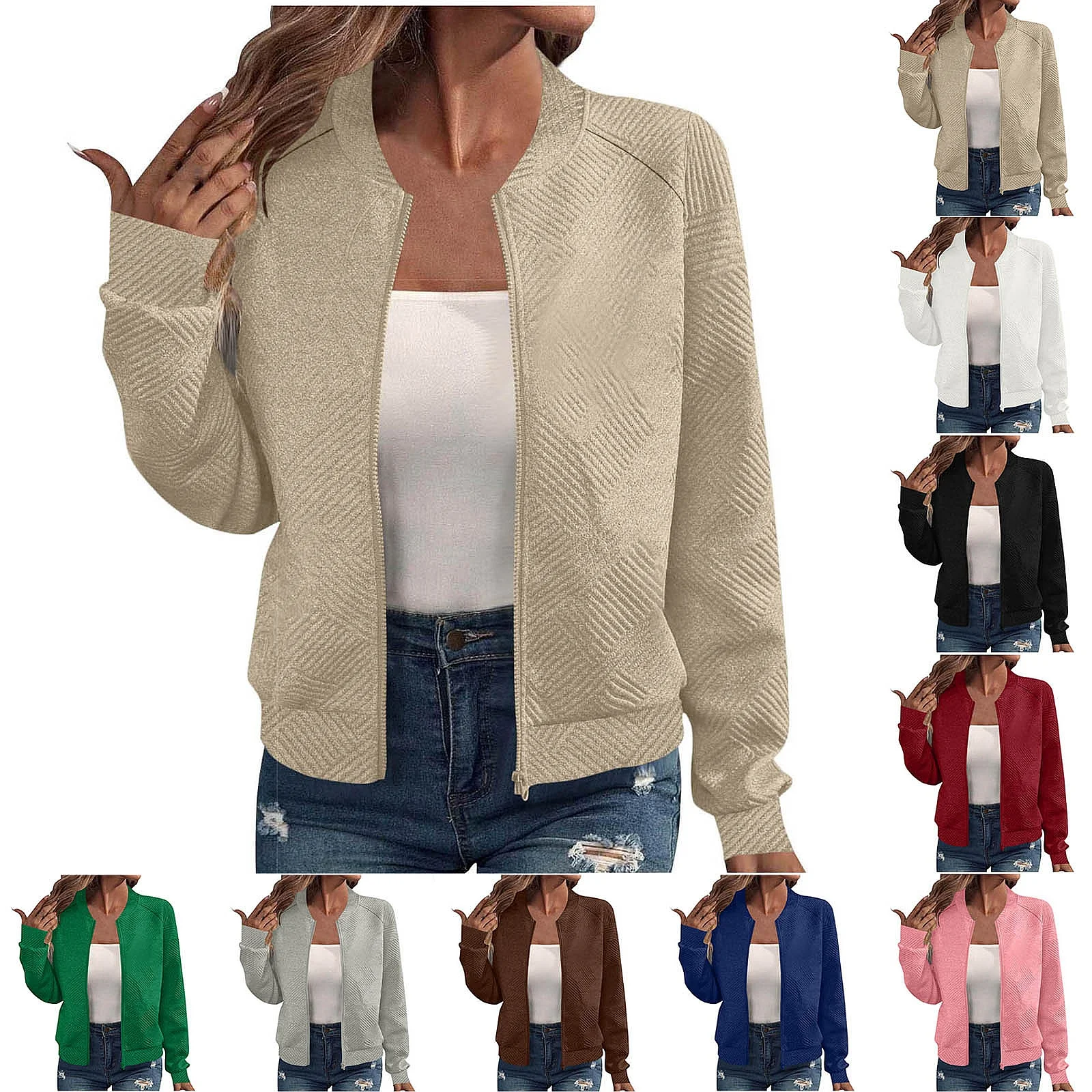 Tweed Zip Baseball Jackets, Casual Blazer with Raglan Sleeves for Spring Summer, Trendy Outerwear