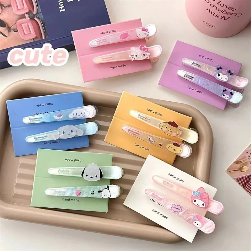 Sanrio Hello Kitty Colorful Duckbill Clip Kt Cat Creative Design Highend Accessories Sparkling Girl Sweet Side Hairpin Girl Gift