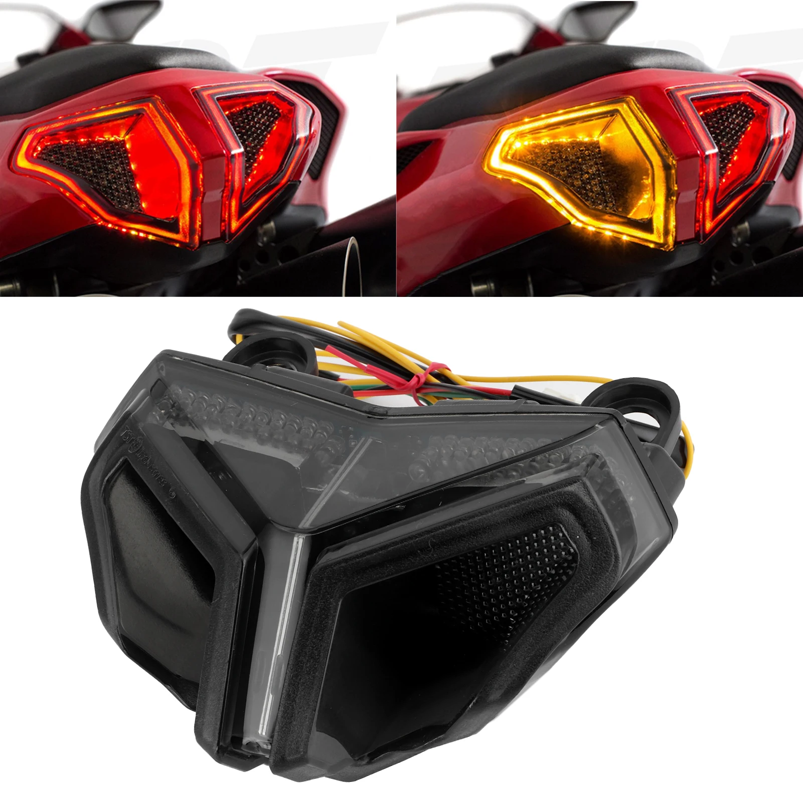 

Brake Lamp LED Tail Light Motorcycle LED Taillight Assembly Smoky Lens High Brightness Fit for 848/1098/1198 Turn