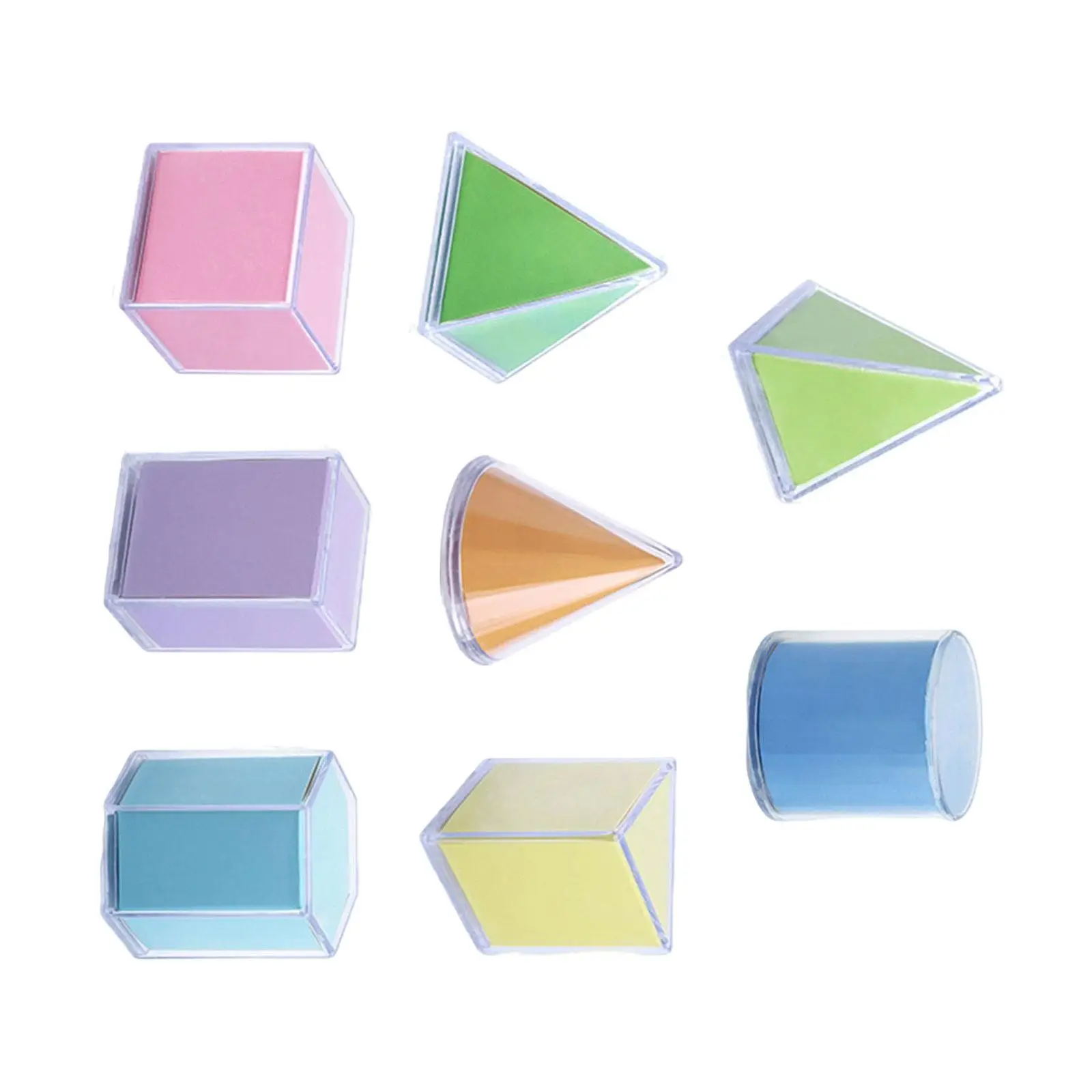 8Pcs Transparent Geometric Shapes Blocks Montessori Toys Shape Sorter Sorting