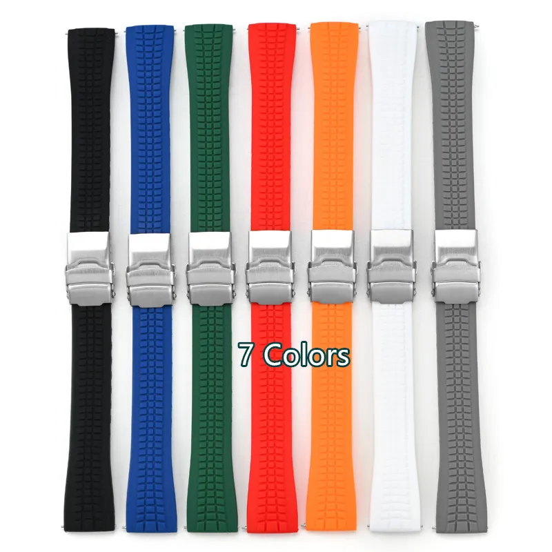 Cinturino per orologio pieghevole in acciaio inossidabile con cinturino in Silicone impermeabile morbido a sgancio rapido universale sostituisci 20mm 22mm