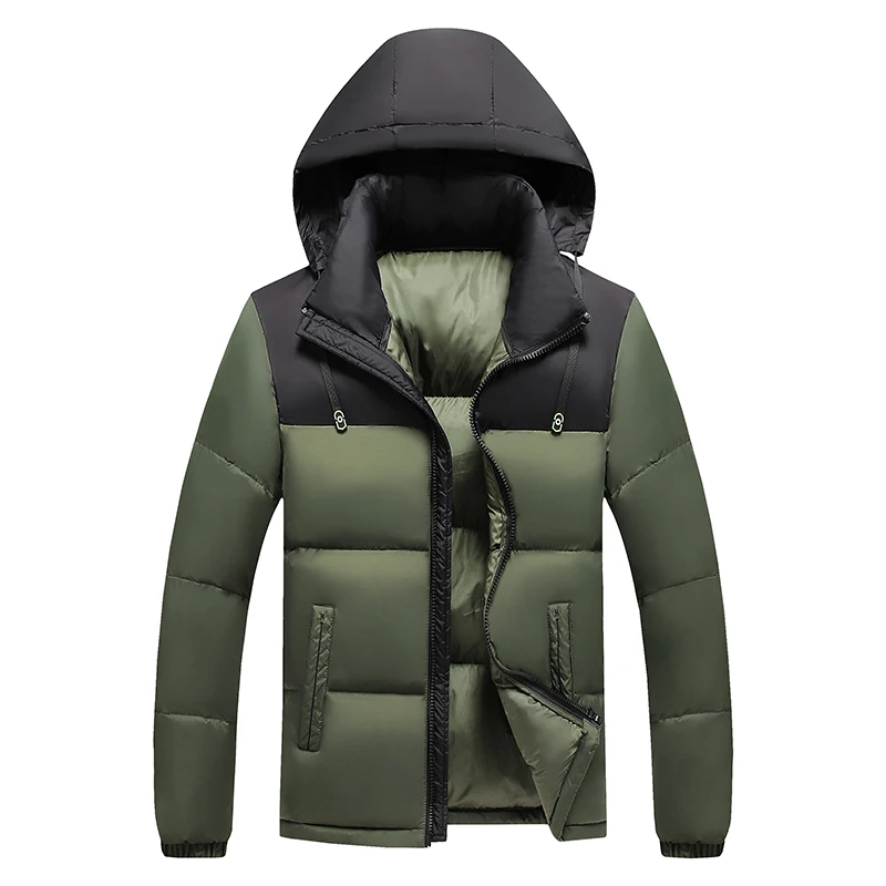 Winter Jacket Men's High Street Fashion Splicing Hidden Hooded Down Cotton Padded Coat Male Casual Thickened Warm Parka Ski Wear