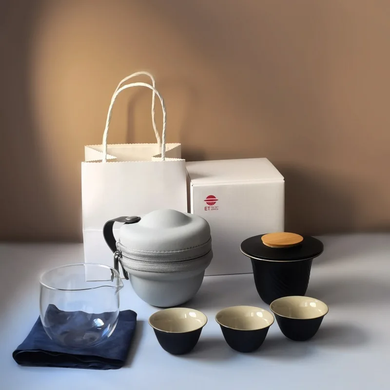 

Portable Travel Tea Set Small Set of Equipment Outdoor Bag Simple Kung Fu Brewing Teapot Teacup Camping Xiaobai Cup