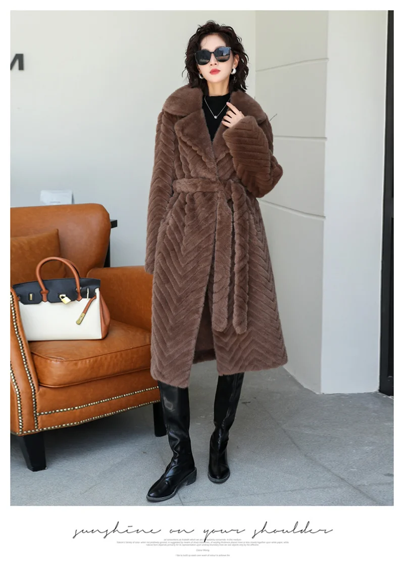 ZAROY пальто Winter Women's Faux Fur Long Coat Long Sleeve Lapel Thick Warm Overcoat Fluffy Luxury Outwear Jacket шуба