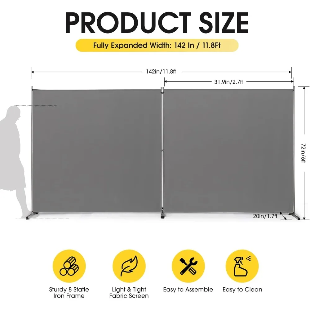 Imagem -06 - Divisor de Escritório Interior Portátil Painel Grande Partição Paredes Divisórias para Separador de Quarto Partição Dobrável 142 w x 71 h