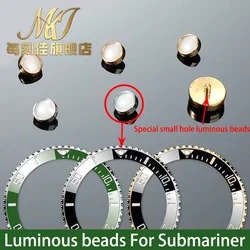 0.45mm Luminous bead For Rolex Submariner small size 12 O'clock sapphire watch bezel Embedded bead silver gold Blue luminous