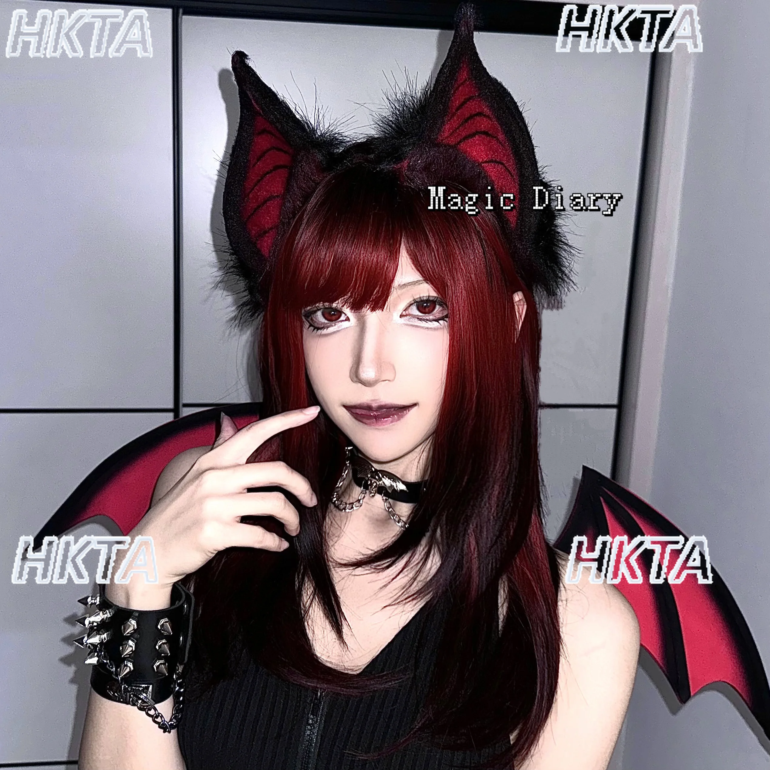 マジックバットヘッドバンド翼尾ダークロリータサブカルチャーハロウィンアクセサリーゴシック動物耳コスプレヘアアクセサリー女の子