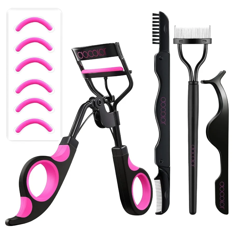 Wimperkruller Kit 4-in-1 Lash Curler Kit wimperkam wimperverlenging pincet wenkbrauwborstel en kam met 6 Extra Replaceme