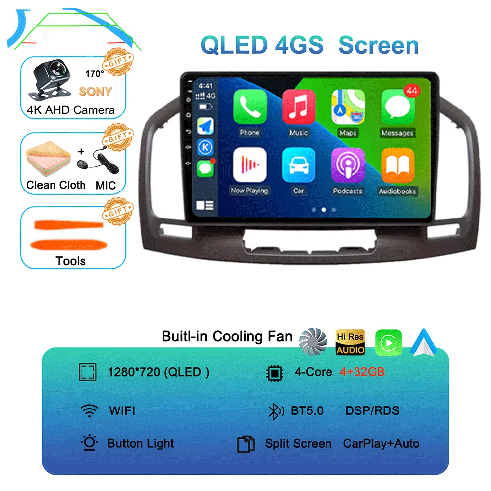 Android 16 Carplay Autoradio WIFI + 4G Voor Buick Regal Opel Insignia 2009 2010 2011 2012 2013 Multimidia Speler GPS Navi Stereo BT