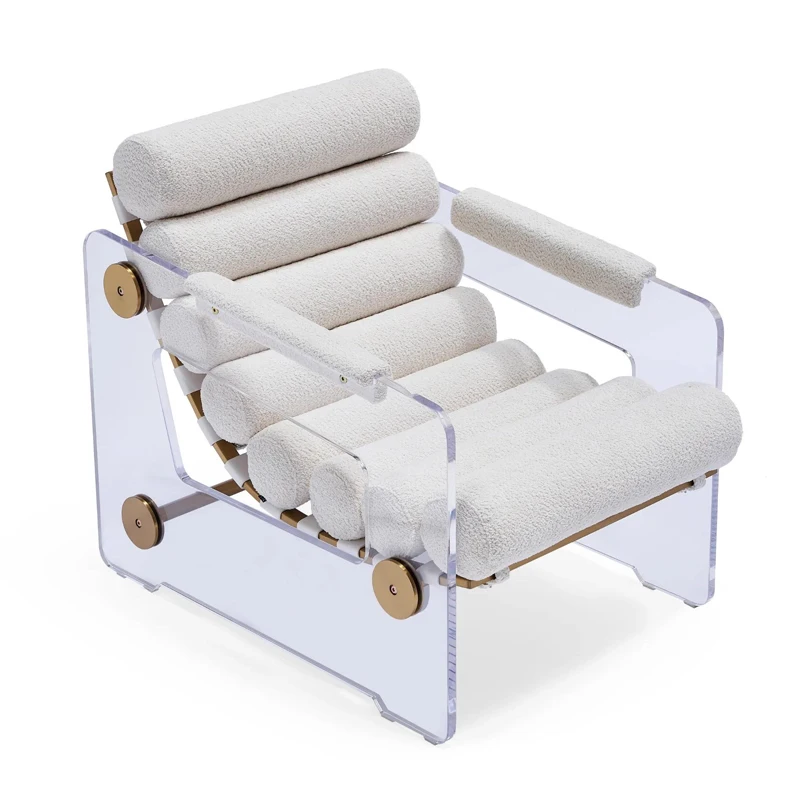 

Итальянский светлый роскошный акриловый металлический одиночный стул для маленькой квартиры, гостиной, балкона