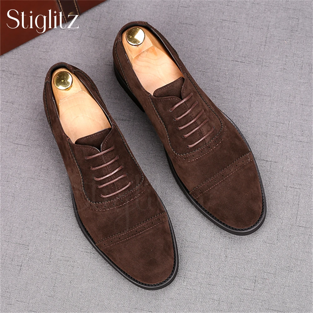 

Suede Oxford Shoes for Men Concise Designer Style Footwear Black Brown Handmade Lace up Shoes Business Dress Shoes Wedding Shoes