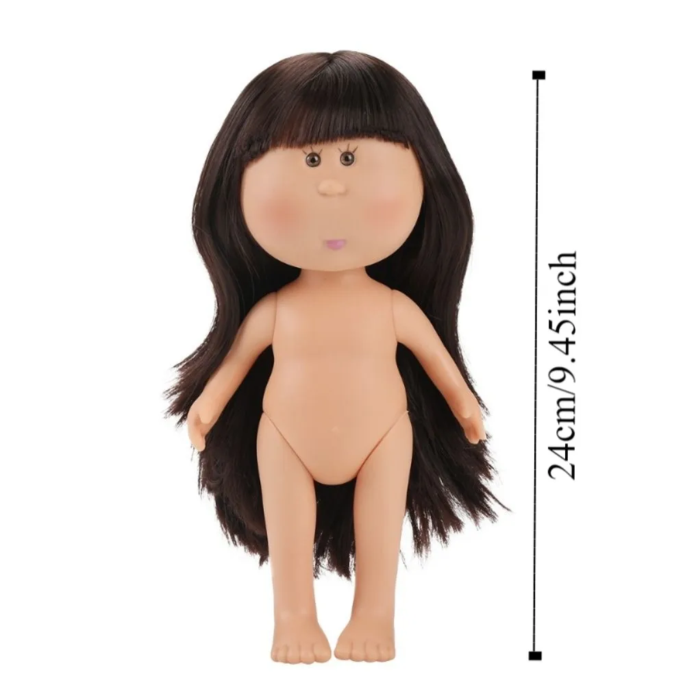 Boneca de Vinil com Cabelo Cacheado de 24cm, Boneca Mia Potato com Olhos de Grão de Feijão, Acessórios para Bonecas de Ação de Pele Escura