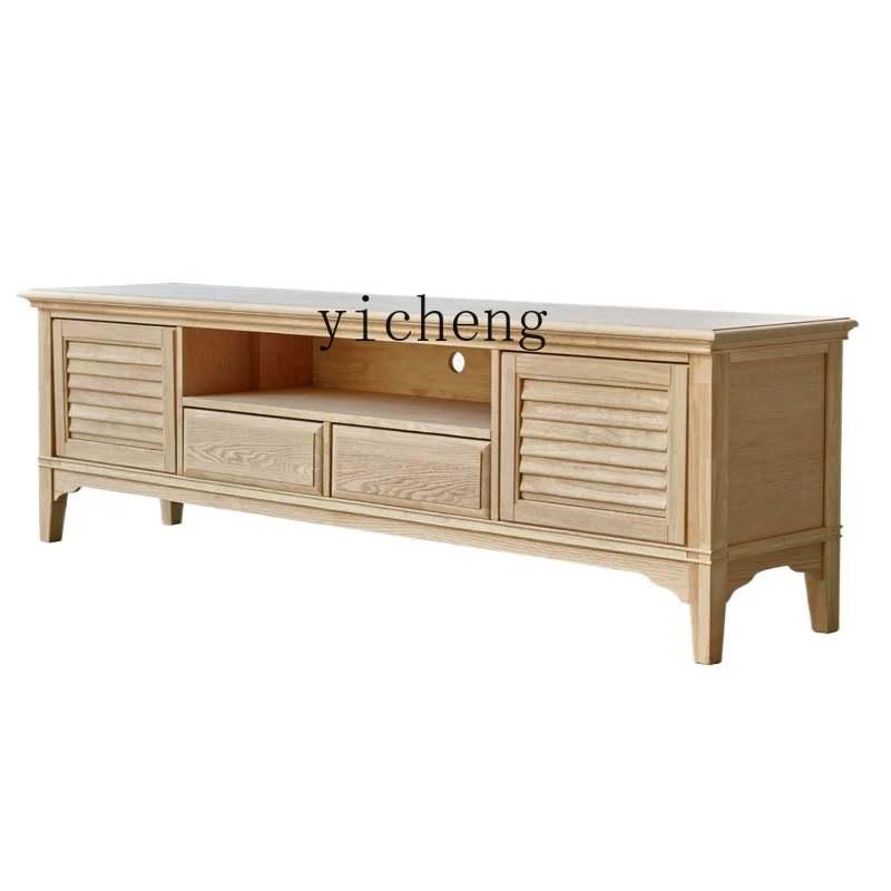 TQH solid wood TV cabinet American light luxury pastoral style furniture living room floor TV cabinet combination