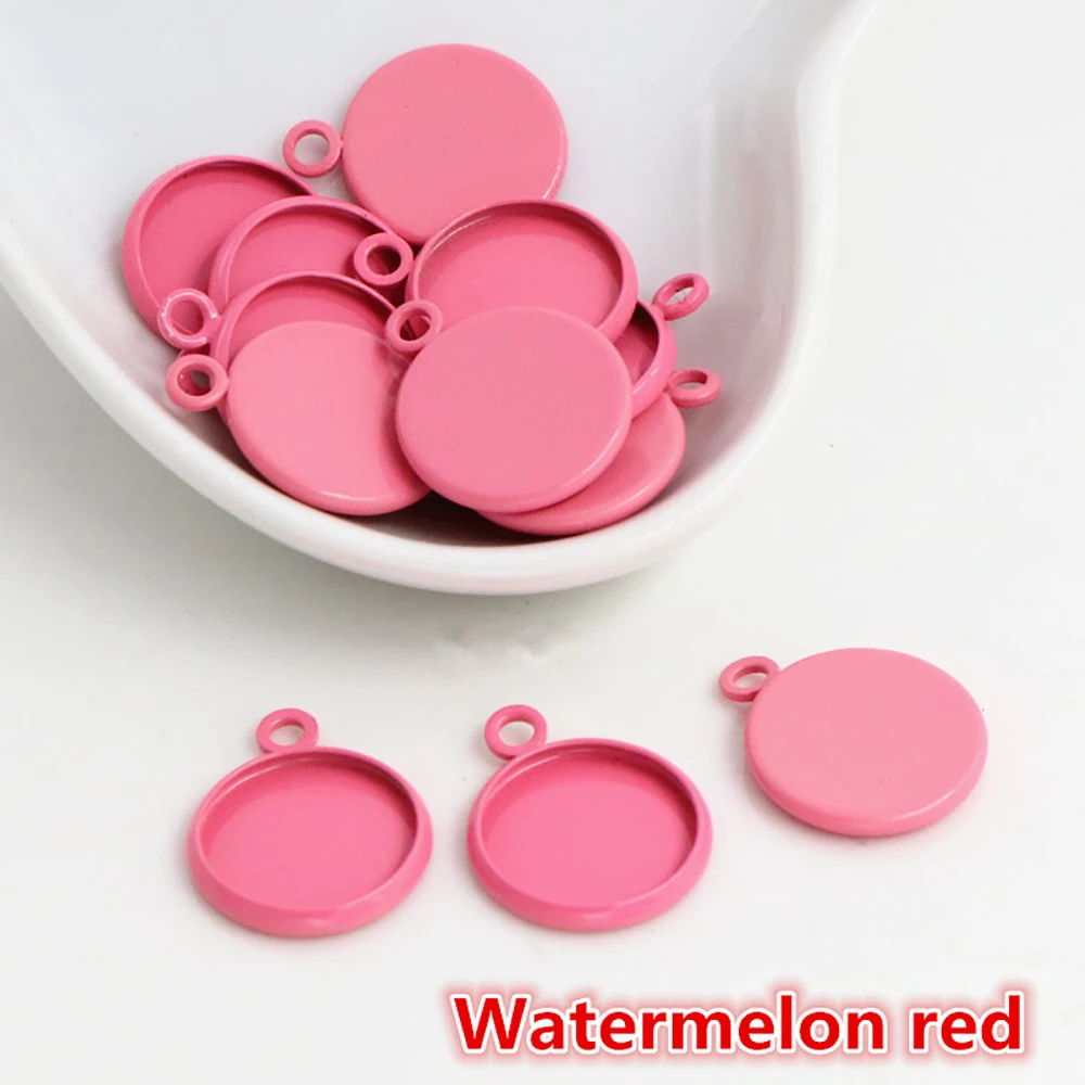 (New Colors) 20pcs/lot 12mm Inner Size 8 Colors Plated High Quality Iron Material Cameo Setting Pendant Tray,Fit 12mm Cabochons