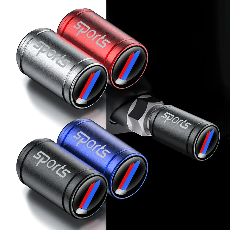 4Pcs Sports Car Tire Valve Stem Caps, Creative Auto Wheel Dustproof Cover Durable Aluminum Alloy Decoration American style