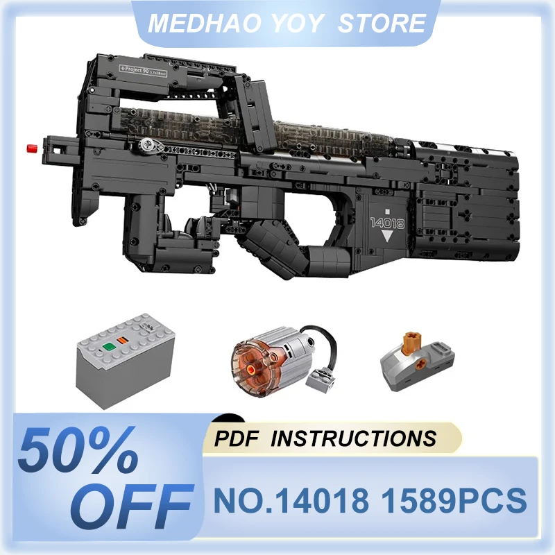 

Mould King 14018 Technical Gun Building Blocks for Kids P90 Submachine Gun Model Toys MOC Bricks For Child's Christmas Gifts