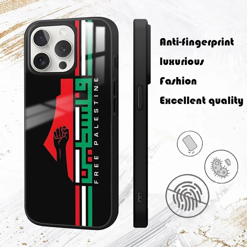 come on P-Palestine Flag Phone Case For iPhone 16 15 14 13 12 11 Pro Max Plus Mini PC Mirror Fashion  phone case