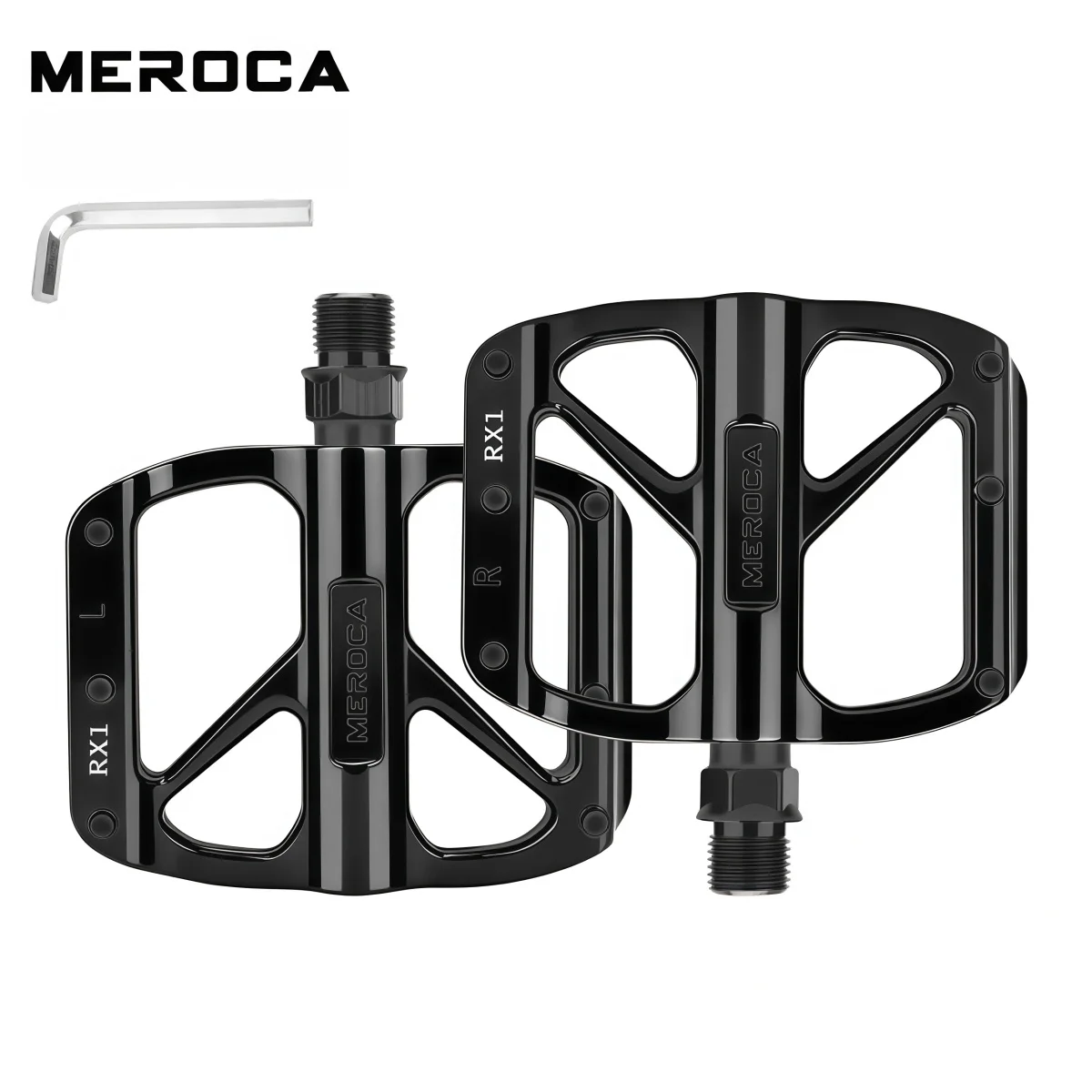 MEROCA-RX 9/16" Aluminum Flat Bike Pedals 3 Bearing / Dual DU / Sealed CrMo Spindle For MTB / BMX /