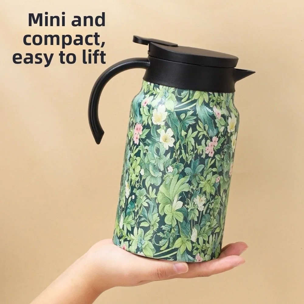 Retro Flower Insulated Kettle Hot Water Floral Printing Vacuum Flask Vintage 800ML/1500ML Thermos Bottle Household