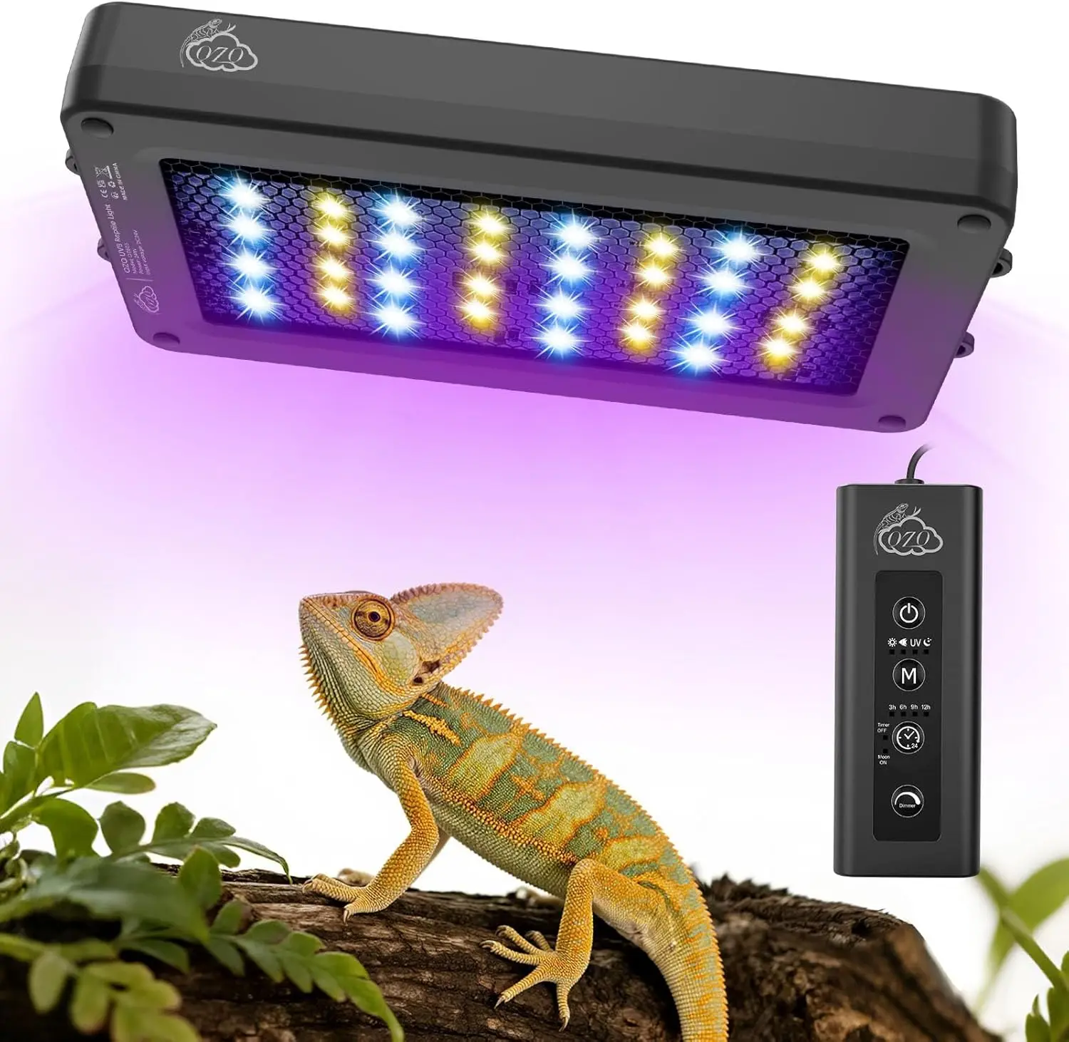 

24W LED UVA UVB Reptile Lamp with Dimming and 4 Lighting Modes Timer LED Light for Reptiles Bearded Dragon Gecko Tortoise Lizard