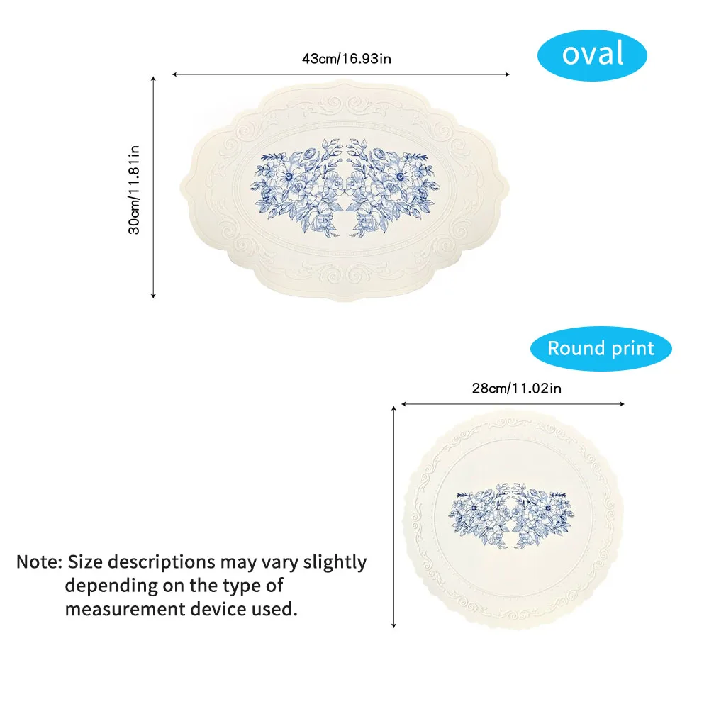 Round Silicone Table Mat, Heat Resistant Waterproof Oil Proof Kitchen Pad, Durable Non-Slip Dining Accessory