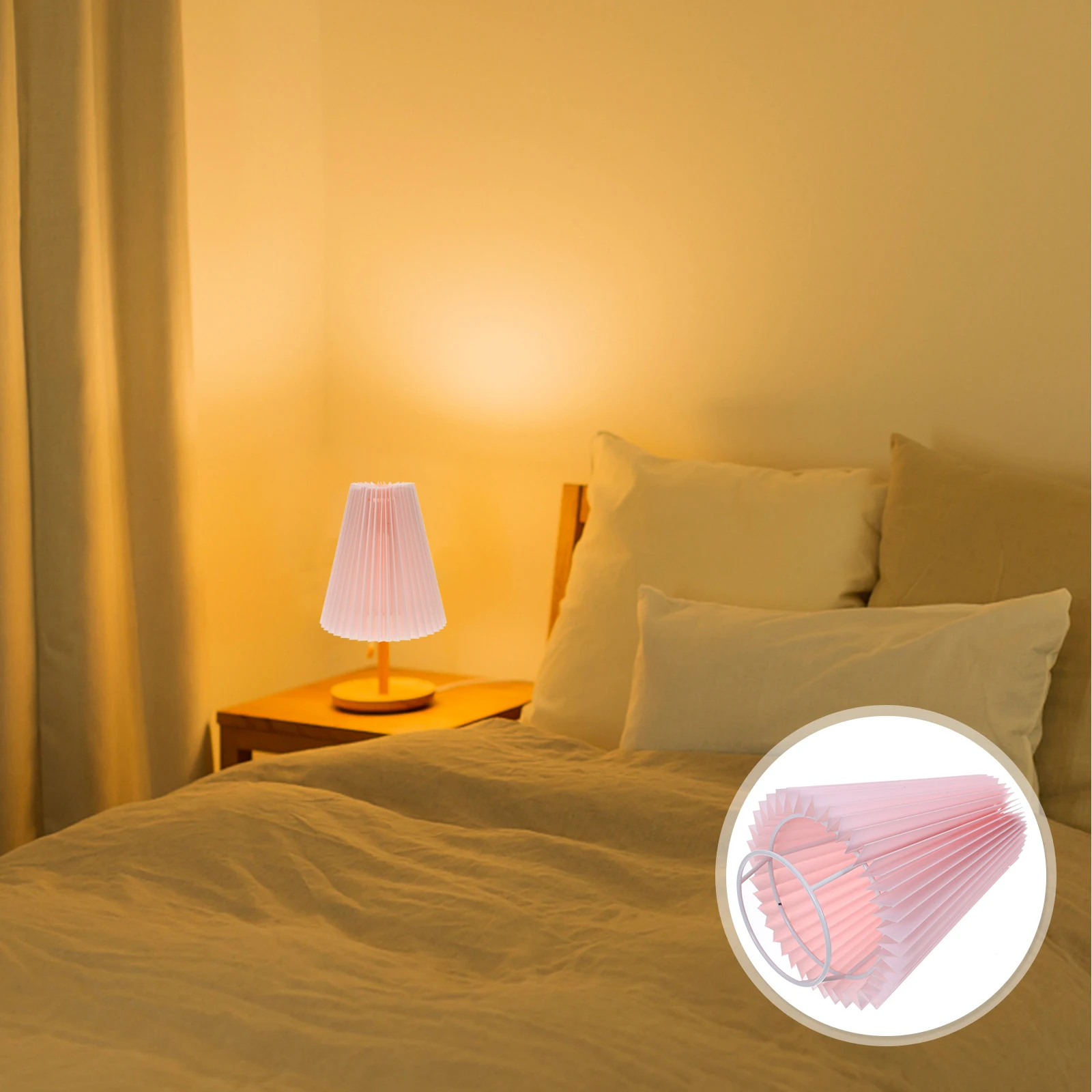 

1pc Decorative Cloth Pleated Lampshade Durable Home Light Cover Table Lamp Accessory Bedroom Decor Easy Install Simple Style