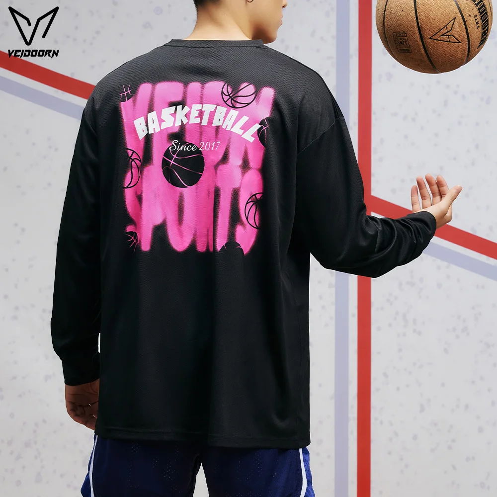 Veidoorn الخريف رجل سريعة الجافة طويلة الأكمام تي شيرت تنفس الرطوبة فتل تجريب أعلى رياضي قاعدة طبقة قميص للجري