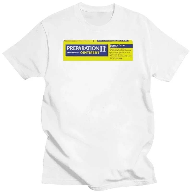 PREPARATION H HEMORRHOID OINTMENT MEDICATION TUBE WHITE T-SHIRT anime clothes new in tops tees heavyweight Male Cartoon style